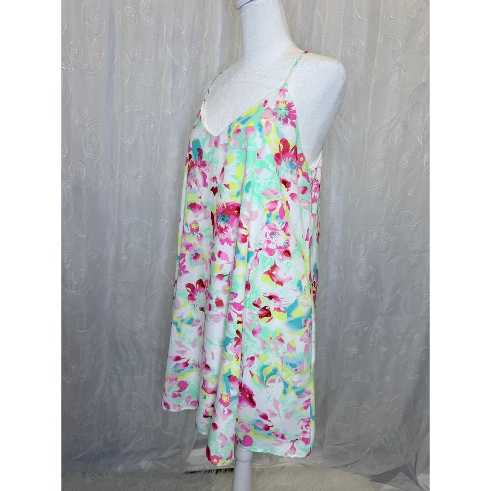 Peach Love California Floral Swing Dress Medium Sleeveless Mini Boho Cottagecore - Picture 2 of 8
